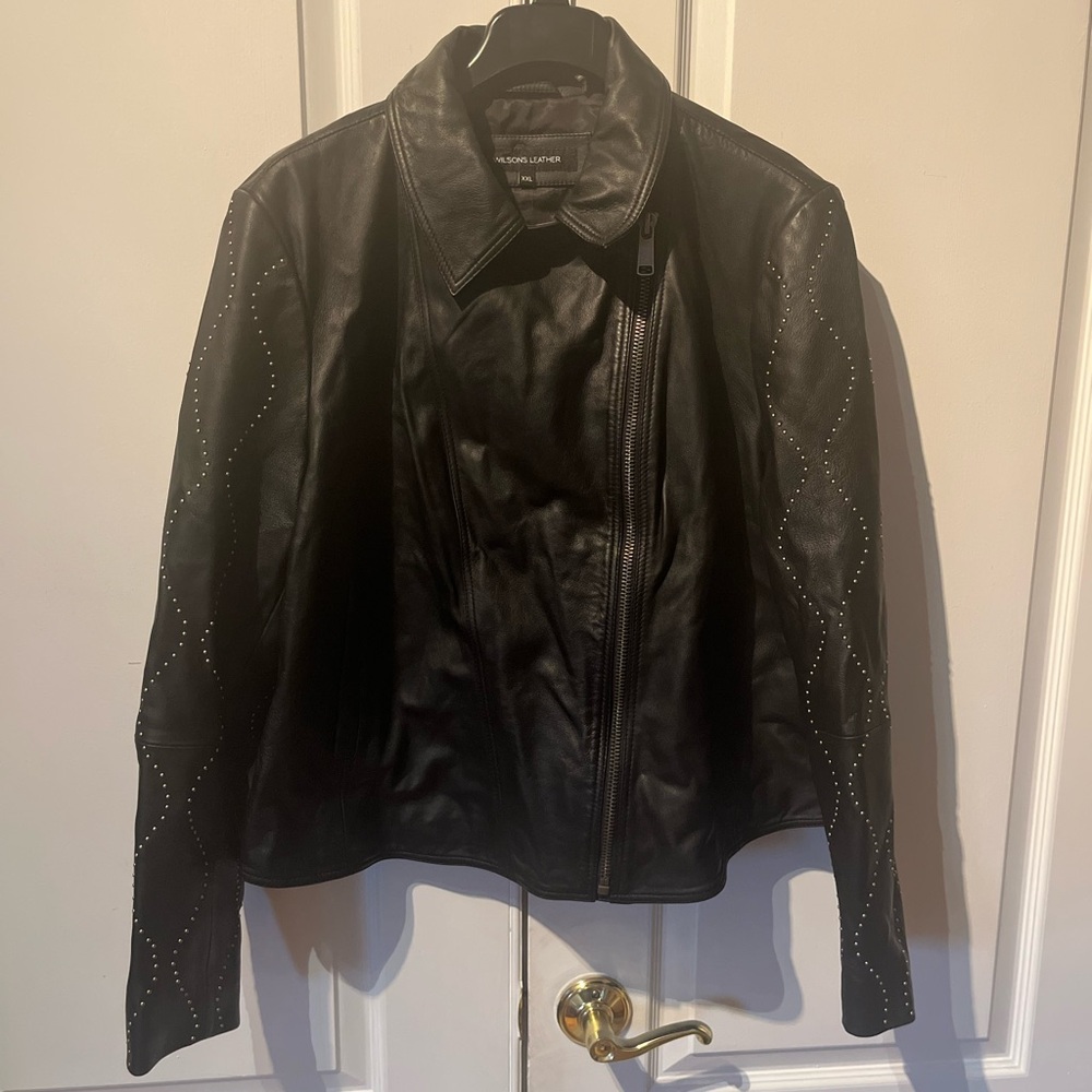 Wilsons Leather Black Jacket with Studded Accents